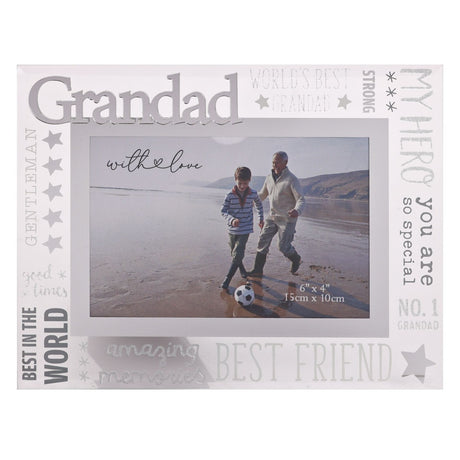Grandad Glass Photo Frame with 3D Lettering - Silver & Clear
