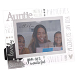 3D Auntie Glass Photo Frame with Phrases - Silver & Clear
