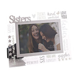 Sisters 3D Lettering Glass Photo Frame - Silver & Clear