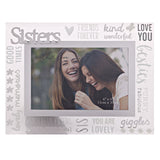 Sisters 3D Lettering Glass Photo Frame - Silver & Clear