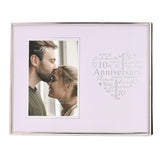 10th Anniversary Heart Metal Photo Frame 6 x 4in - Silver & White