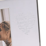 10th Anniversary Heart Metal Photo Frame 6 x 4in - Silver & White