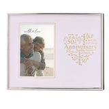 50th Anniversary Heart Metal Photo Frame 6 x 4in - Silver
