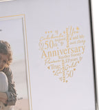 50th Anniversary Heart Metal Photo Frame 6 x 4in - Silver