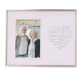 60th Anniversary Heart Metal Photo Frame 6 x 4in - Silver