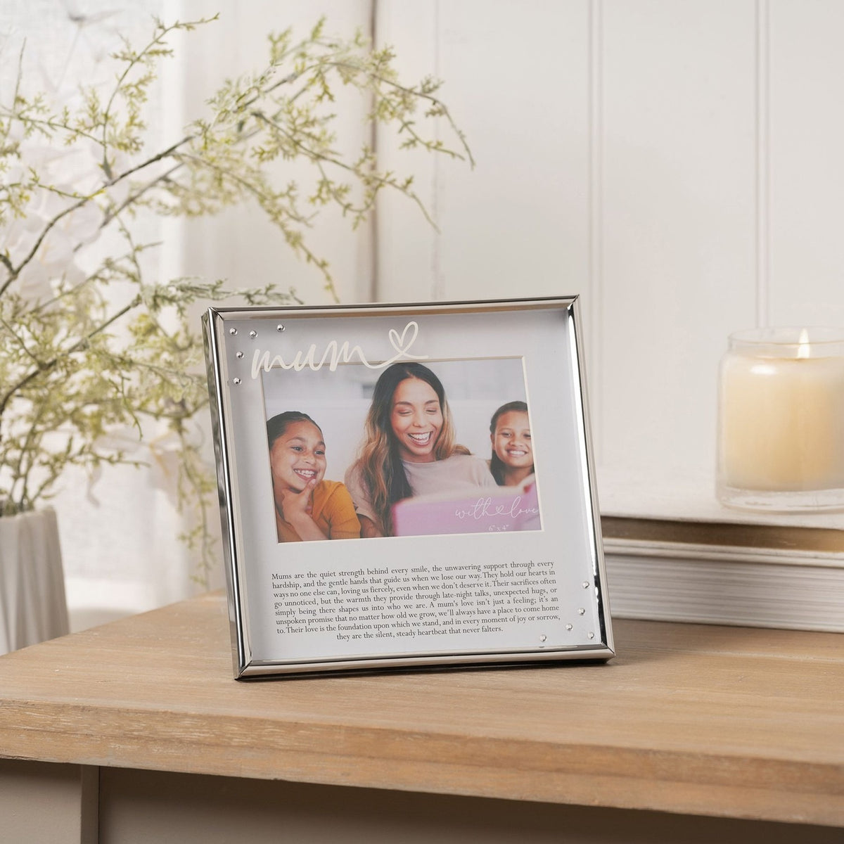 Mum Word and Verse Square Metal Photo Frame 6 x 4in - Silver