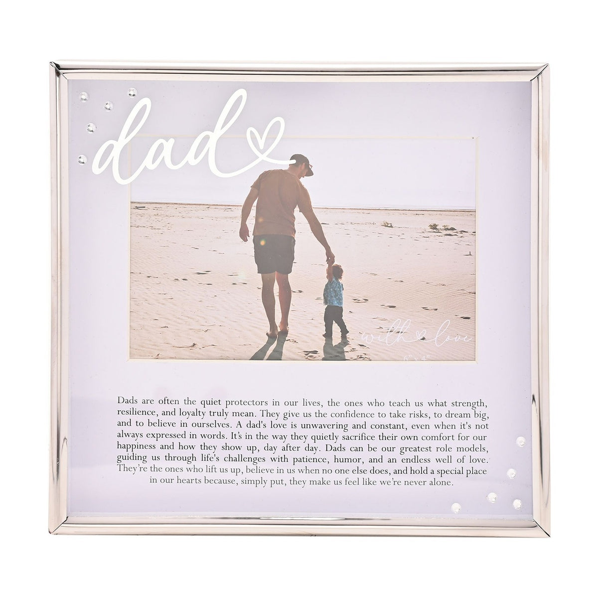 Dad Word Metal Photo Frame with Message 6 x 4in - Silver