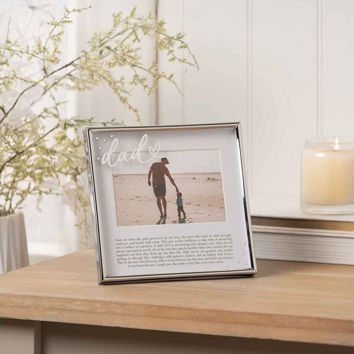 Dad Word Metal Photo Frame with Message 6 x 4in - Silver