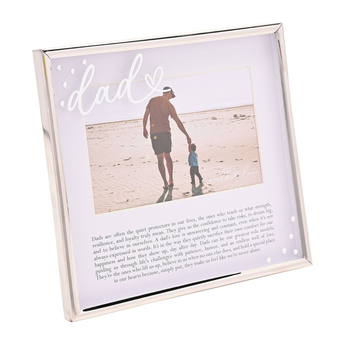 Dad Word Metal Photo Frame with Message 6 x 4in - Silver