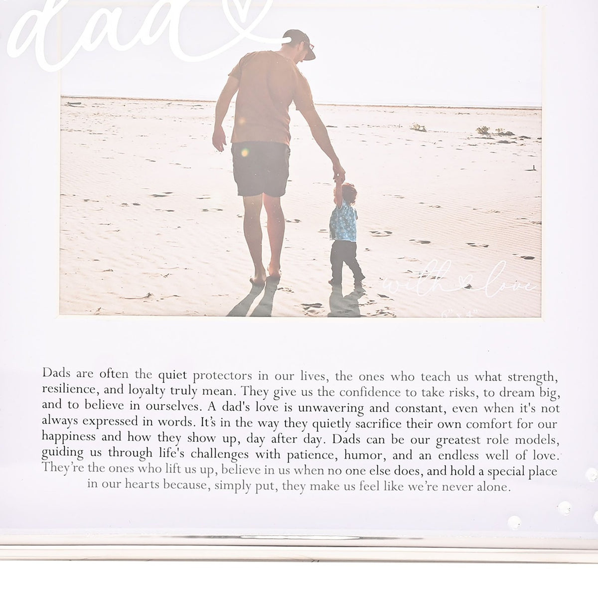 Dad Word Metal Photo Frame with Message 6 x 4in - Silver