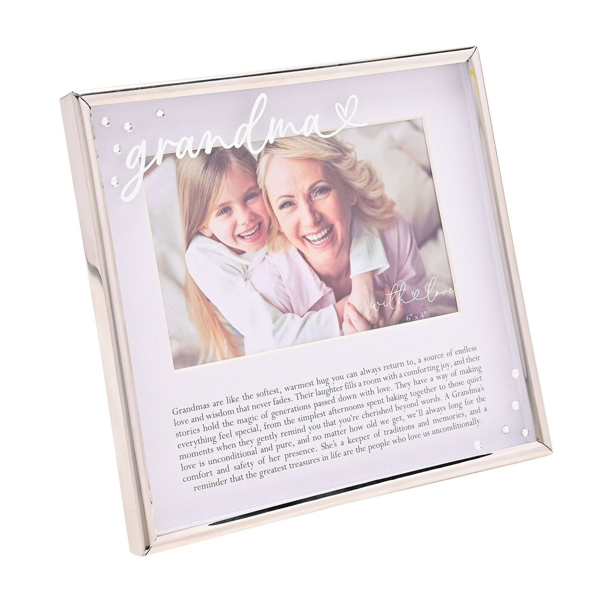 Grandma Word Metal Photo Frame with Message 6 x 4in - Silver