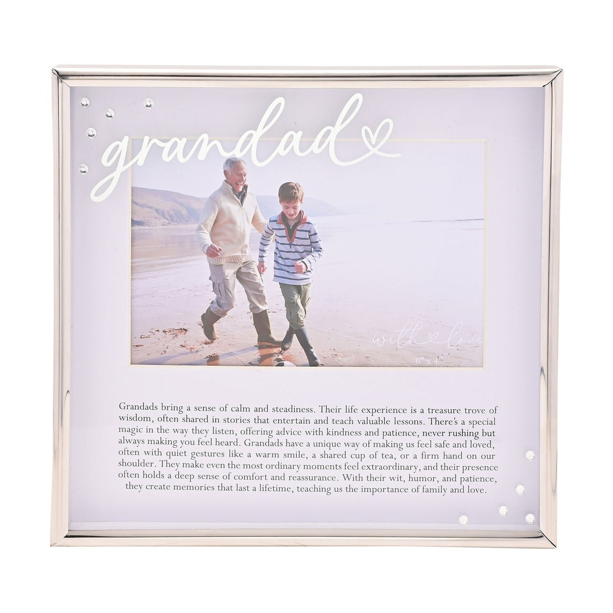 Grandad Word Rectangular Metal Photo Frame 6 x 4in - Silver
