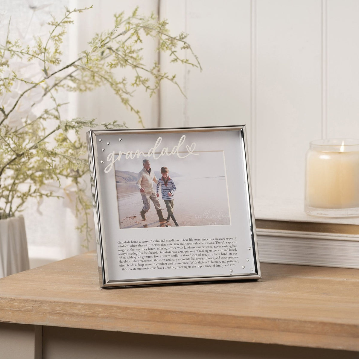 Grandad Word Rectangular Metal Photo Frame 6 x 4in - Silver