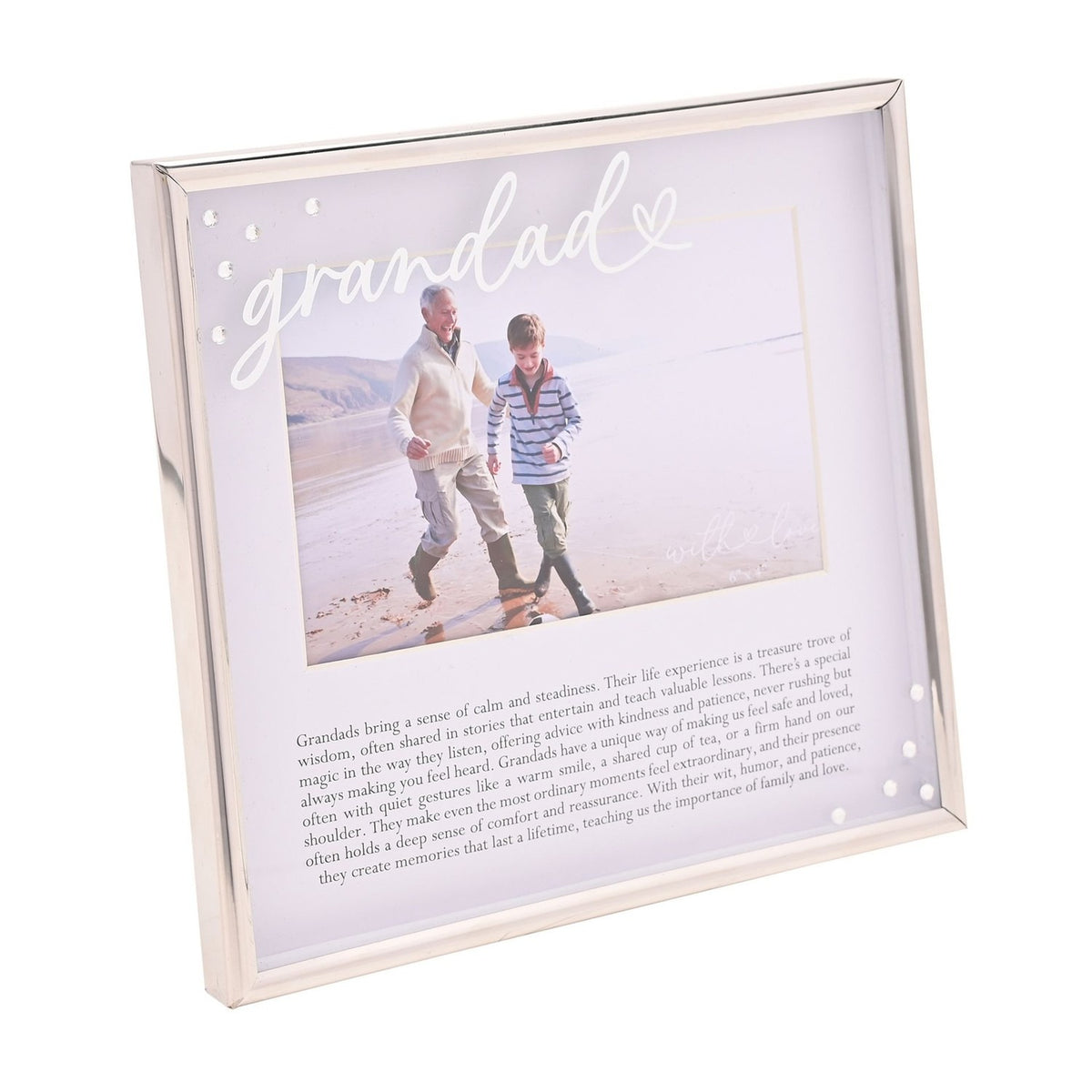 Grandad Word Rectangular Metal Photo Frame 6 x 4in - Silver