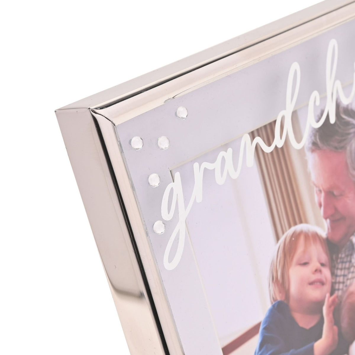 Square Grandchild Word Metal Photo Frame 6 x 4in - Silver