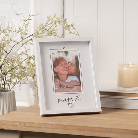 Mum Heartlines Wooden Photo Frame with Stand 6 x 4in - White