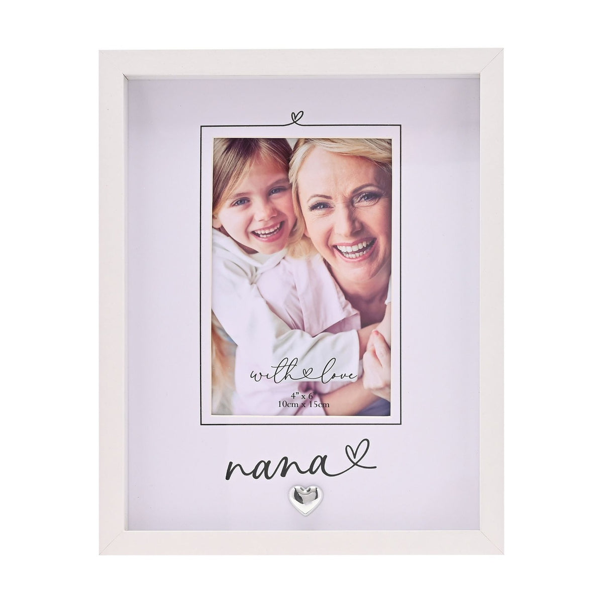 Nana Heartlines Wooden Photo Frame 6 x 4in with Stand - White