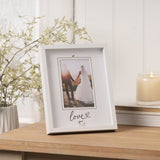 Love Script Photo Frame with Silver Heart 6 x 4in - White