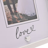 Love Script Photo Frame with Silver Heart 6 x 4in - White