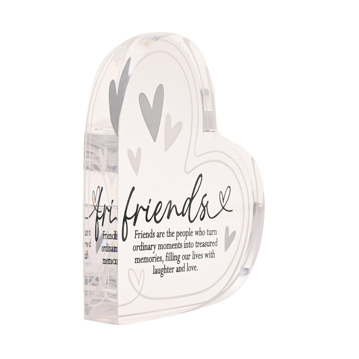 Friends Quote Heart Freestanding Acrylic Decoration - Clear
