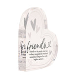 Friends Quote Heart Freestanding Acrylic Decoration - Clear