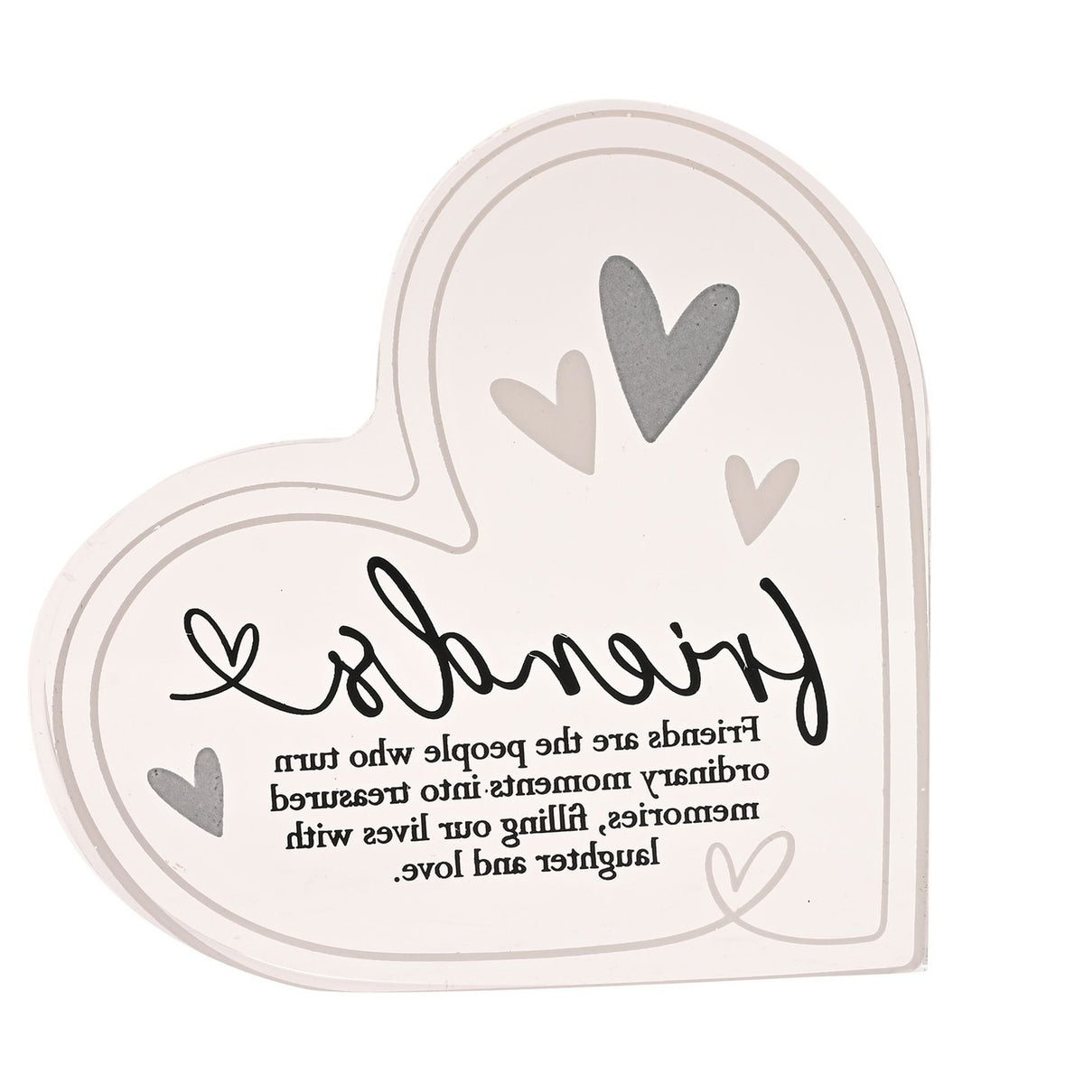 Friends Quote Heart Freestanding Acrylic Decoration - Clear