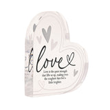Love Quote Heart Freestanding Acrylic Decoration - Clear