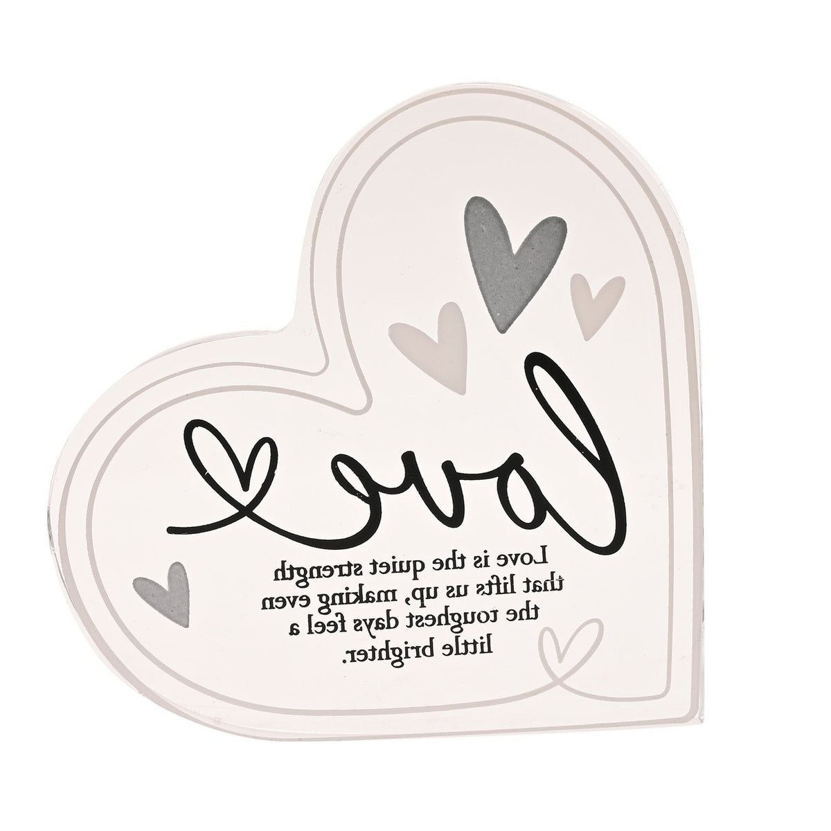 Love Quote Heart Freestanding Acrylic Decoration - Clear