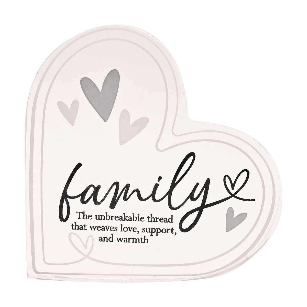 Family Quote Heart Freestanding Acrylic Decoration - Clear