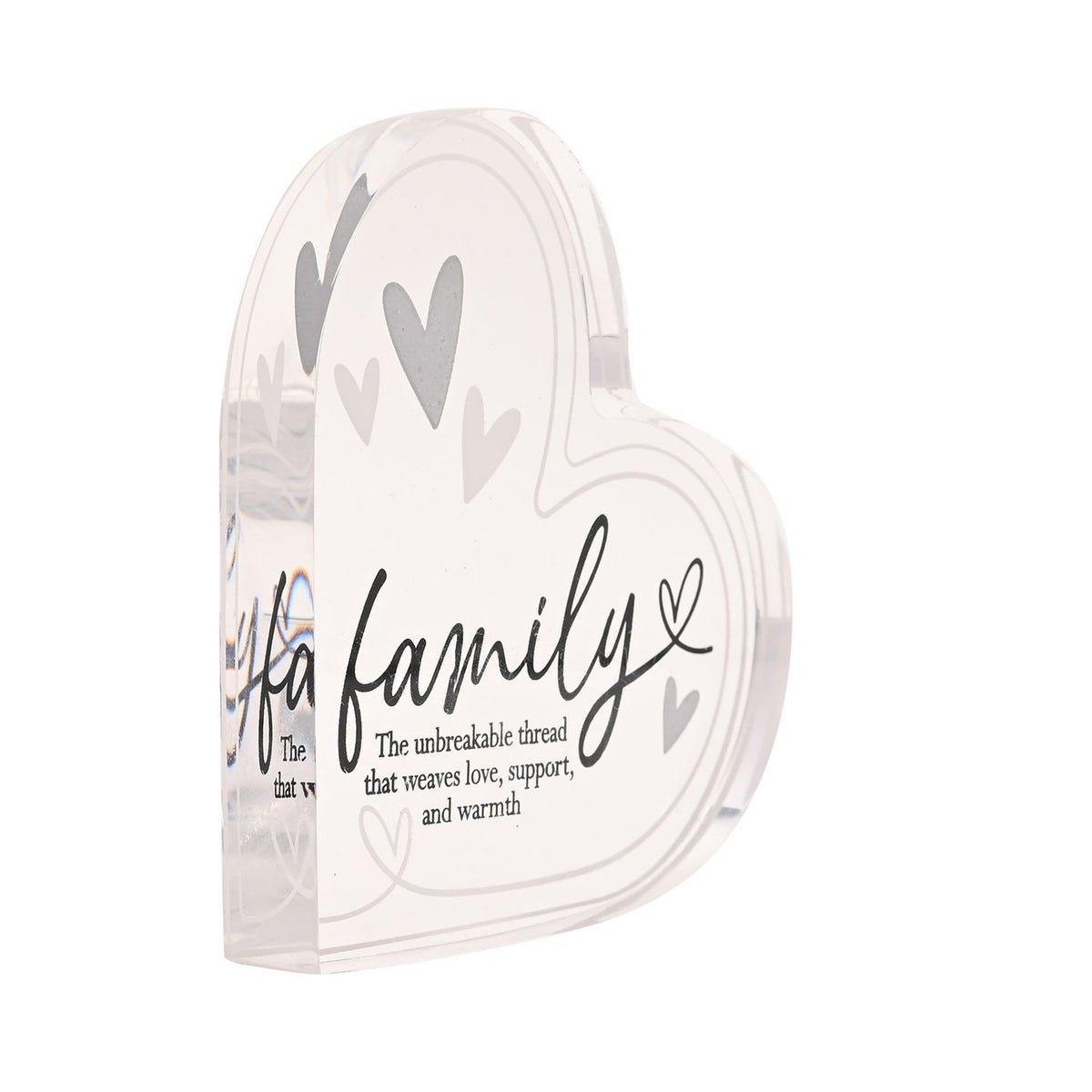 Family Quote Heart Freestanding Acrylic Decoration - Clear