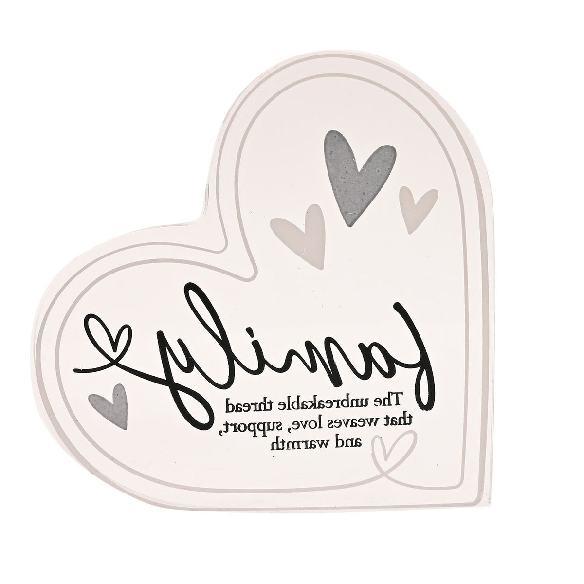 Family Quote Heart Freestanding Acrylic Decoration - Clear