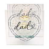 Dad Heart Glass Tealight Candle Holder - Clear & Silver