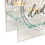 Dad Heart Glass Tealight Candle Holder - Clear & Silver