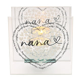 Nana Heart Glass Tealight Candle Holder - Clear & Silver