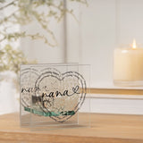 Nana Heart Glass Tealight Candle Holder - Clear & Silver