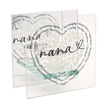 Nana Heart Glass Tealight Candle Holder - Clear & Silver