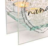 Nana Heart Glass Tealight Candle Holder - Clear & Silver