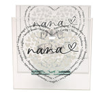 Nana Heart Glass Tealight Candle Holder - Clear & Silver
