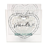 Friends Heart Square Glass Tealight Candle Holder - Clear