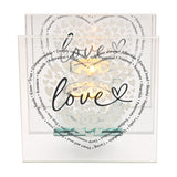 Square Love Heart Print Glass Tealight Candle Holder - Clear