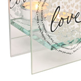 Square Love Heart Print Glass Tealight Candle Holder - Clear