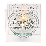 Happily Ever After Heart Glass Tealight Candle Holder - Clear