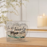 Happily Ever After Heart Glass Tealight Candle Holder - Clear