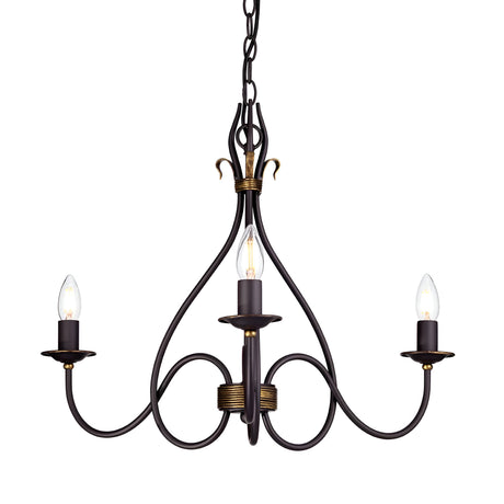 Windermere 3 Light Chandelier - Rust/Gold