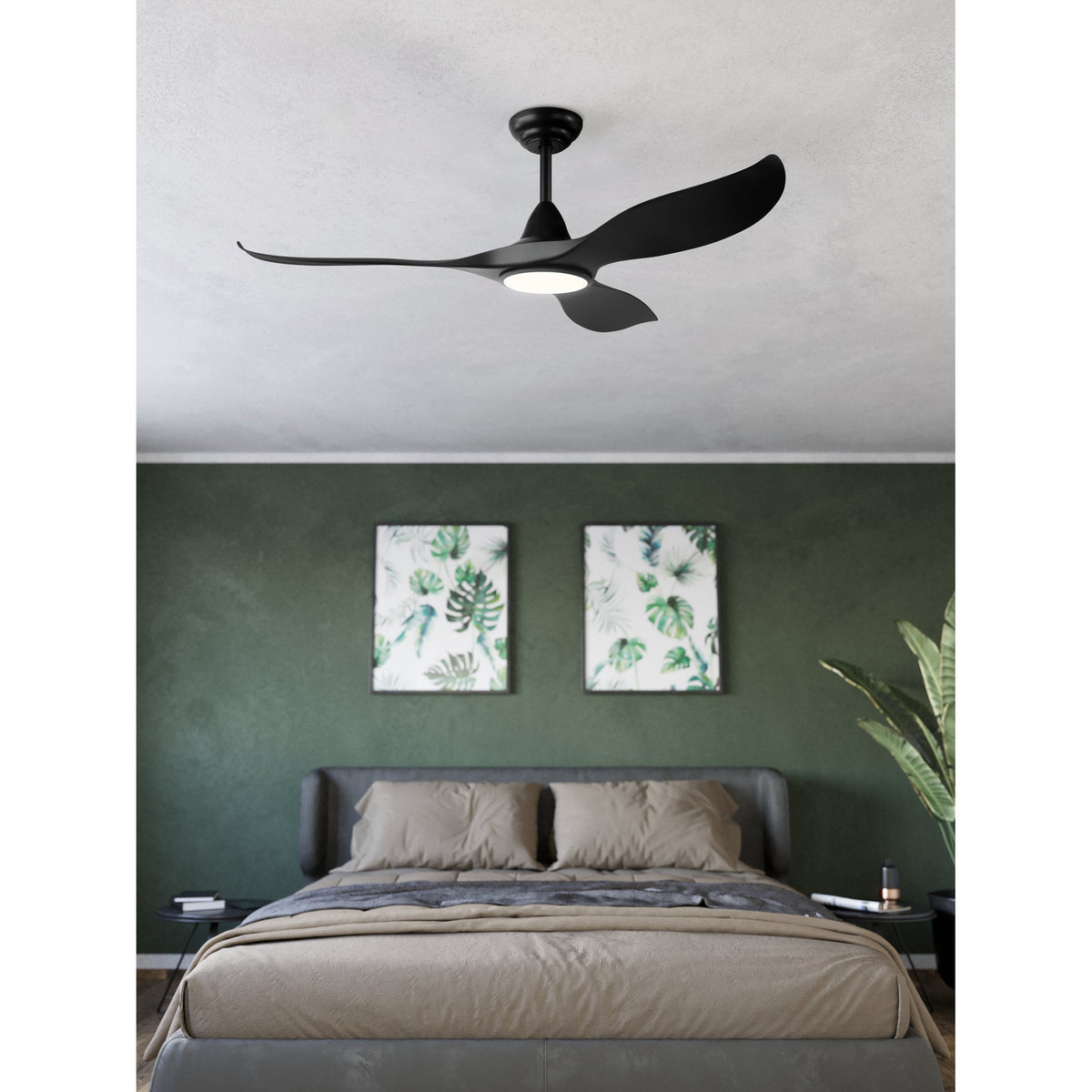 Wolmora Ceiling Fan with Light - Matt Black