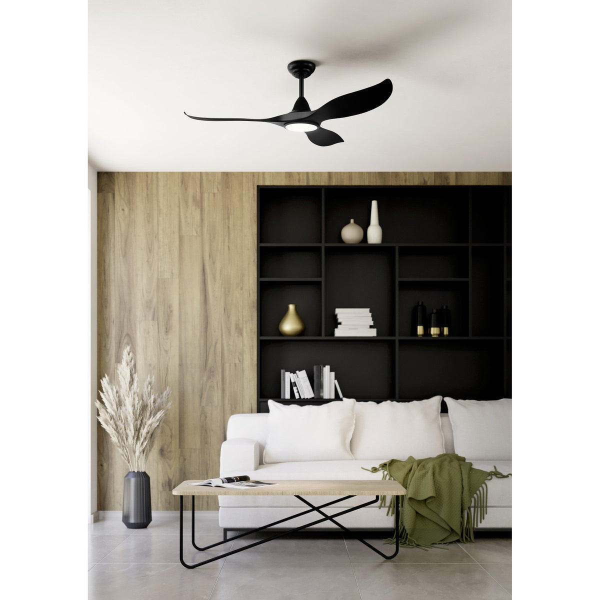 Wolmora Ceiling Fan with Light - Matt Black