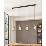 Wonenne Amber Glass Linear Pendant Light - Black & Bronze