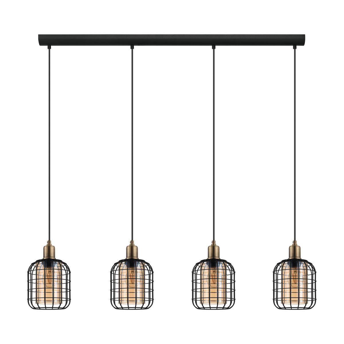 Wonenne Amber Glass Linear Pendant Light - Black & Bronze