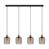 Wonenne Amber Glass Linear Pendant Light - Black & Bronze