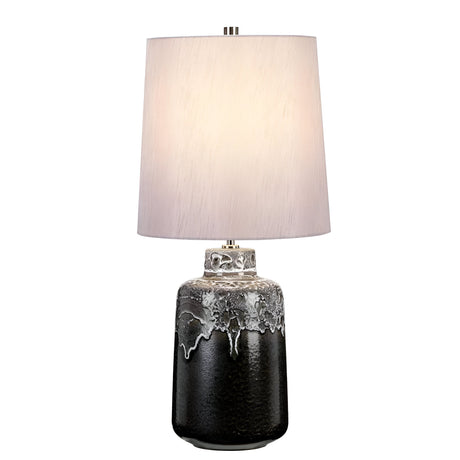 Woolwich 1 Light Table Lamp - Textured Graphite, White Glaze and Silver Shade.